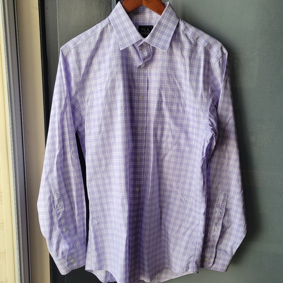 Jos. A. Bank Other - Jos A Bank Traveler Mens Shirt Slim Fit 15.5 34 Med Traditional Fit Purple Plaid